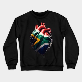 South African Flag Heart Crewneck Sweatshirt